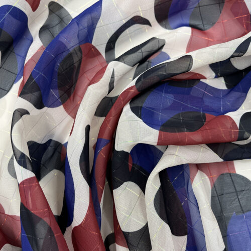 65gsm 100% Polyester Plaid Soft Hand Feel Fabric Evening Dress 1K50